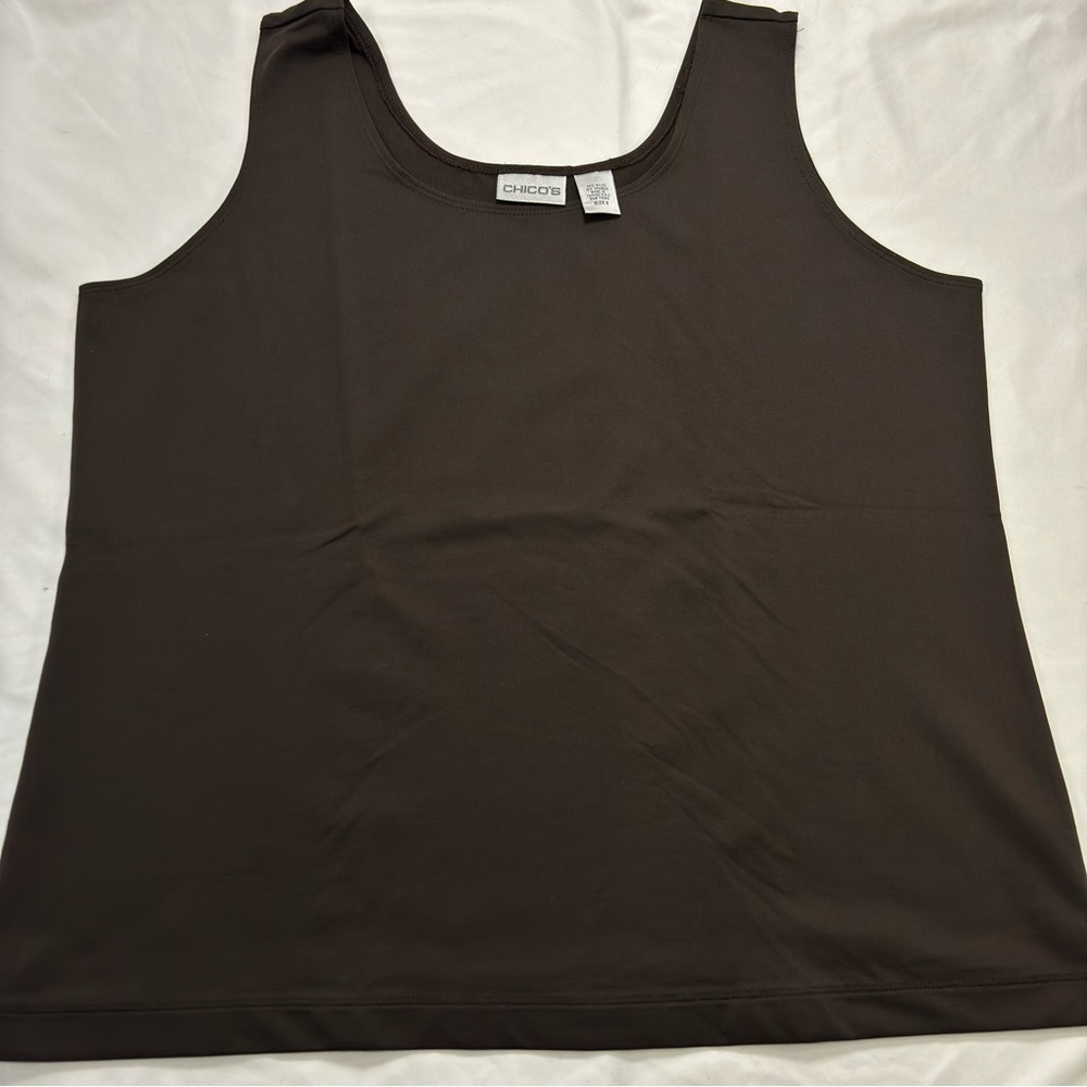 Chico’s Brown Nylon Spandex Tank Top Size‎ 3 Stretch Basic Layering Shirt